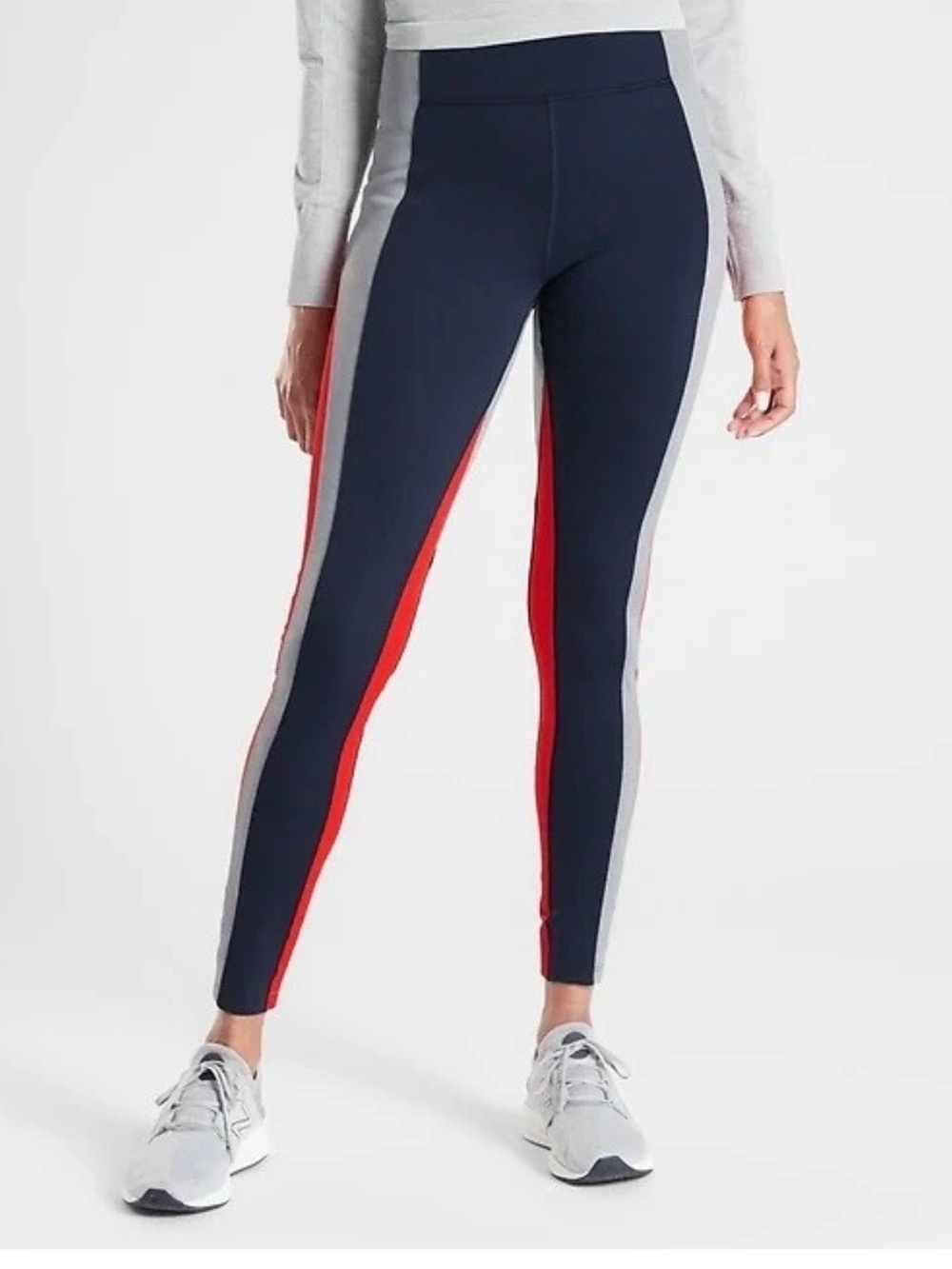 Athleta Crest Colorblock Tight Leggings Women's XS Navy Orange Gray High Rise